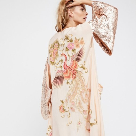 Free People Jackets & Blazers - ISO Free People Sun Drop Sequin Embroidered Kimono